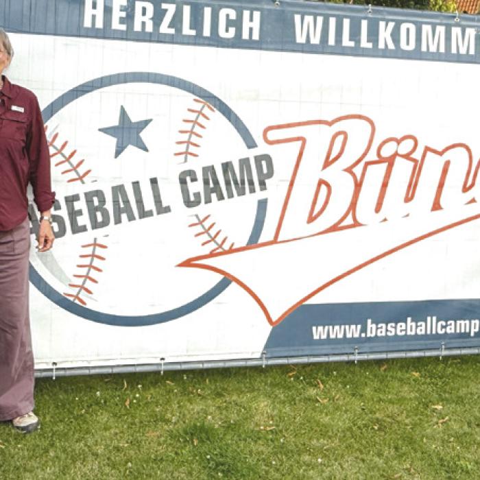 Lora Cherry, Joan Ivy, Penny and Steven McFarlin at the Bunde Baseball Camp in Germany.