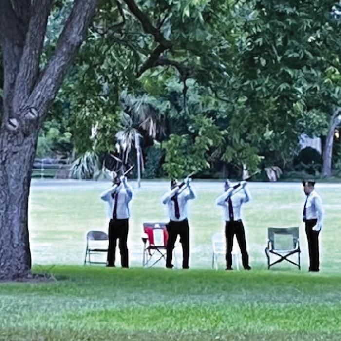 Three gun salute at the Memorial Day Celebration.