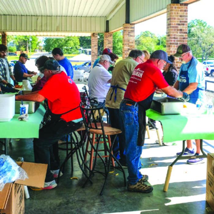The La Grange Volunteer Fire Department held their annual free will donation fish fry on Sunday, Oct. 18. The Fire Department cooked a delicious meal of fried catfish, French fries, pinto beans and cole slaw. Firefighters didn’t get the day off, though. In the midst of frying fish, they responded to two calls Sunday morning. One was a gas leak in town. The other was a structure fire in the Halstedt area that was canceled after property owners put it out with a garden hose. Photos by Andy Behlen