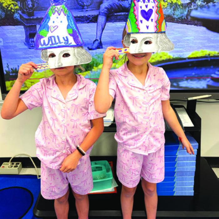 Emily Ayres 6th grade class and Katie Crowley’s 2nd grade class at La Grange Elementary shared their love and curiosity for Shakespeare’s life and work by celebrating what would be his 462nd birthday last week, Thursday April 23. They made Elizabethan collars and party hats for Shakespeare while listening to period music. “Parting is such sweet sorrow,” Ayres, quoting Shakespeare, said at the culmination of the party.