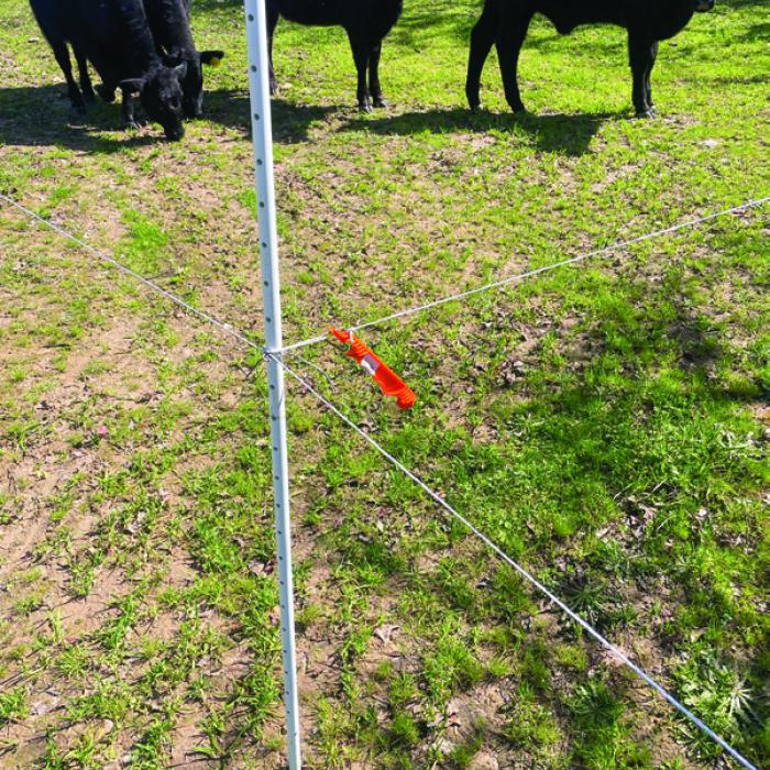These heavy duty fiberglass fence posts can be driven in the ground with a regular t-post driver. You can really pull a lot of tension from them when using poly wire.
