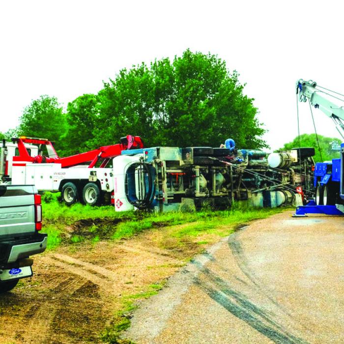 Hot Oil Truck Flips Outside La Grange