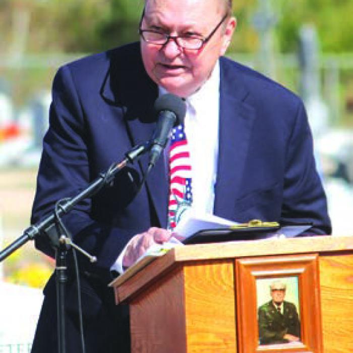 Fayette County Judge Dan Mueller said during his speech: “Since 1962 people have gathered here in Praha to remember ... these brave men believed freedom was worth dying for.”