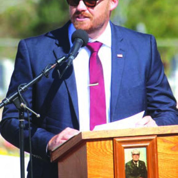 Keynote speaker Army Veteran Captain Josh Homan of Flatonia said, “The community of Praha gave its future for our freedom ... teach the next generation that freedom requires service.”