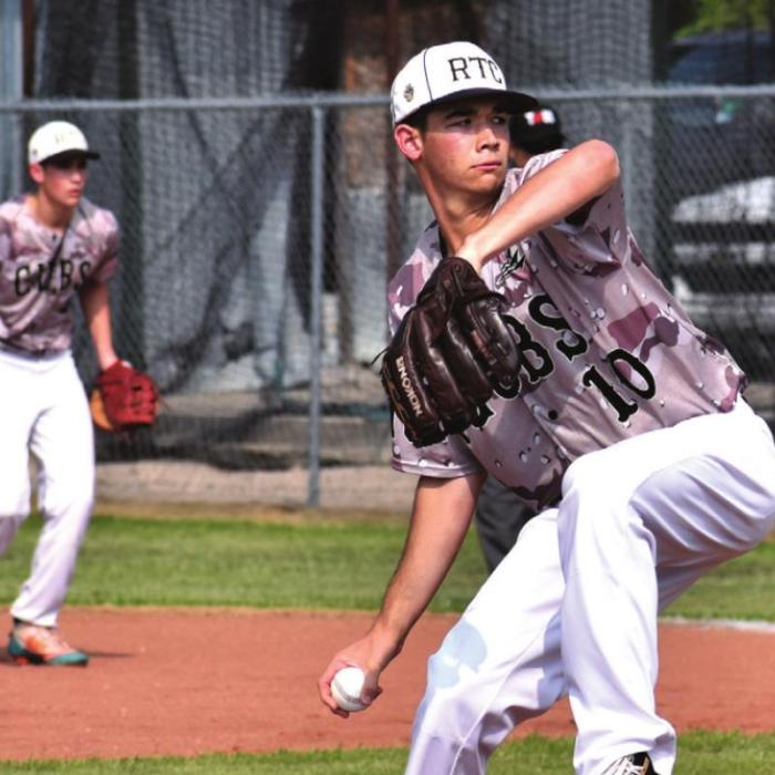 Ryker Goehring pitching for RT-C Friday.