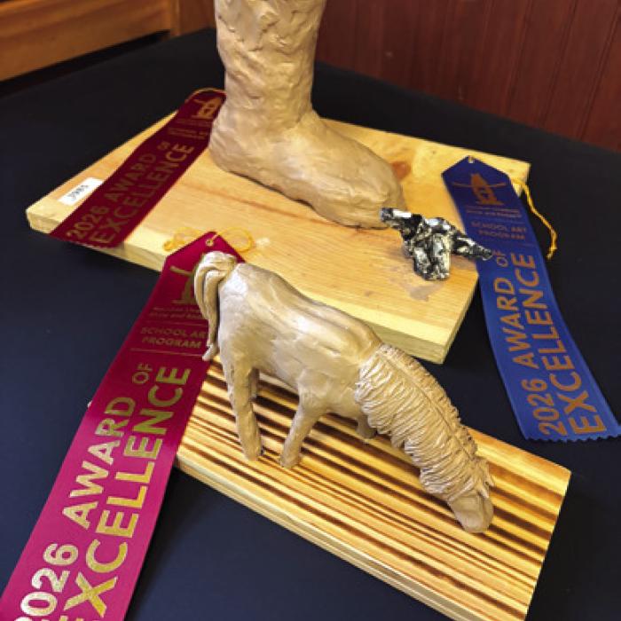 These are the Houston Livestock Show and Rodeo Western Art competition entries from the Greater Vision Team School Homeschool Co-op. One of their students, Phoenix Kooper, got Reserve Class Champion, left, and placed 13th overall. His art sold for $70,000 in the Auction.
