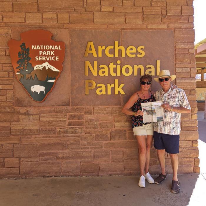 Frank and Linda Jones of La Grange recently took a trip to Arches National Park in Moab, Utah, and took along The Fayette County Record to enjoy on the trip.