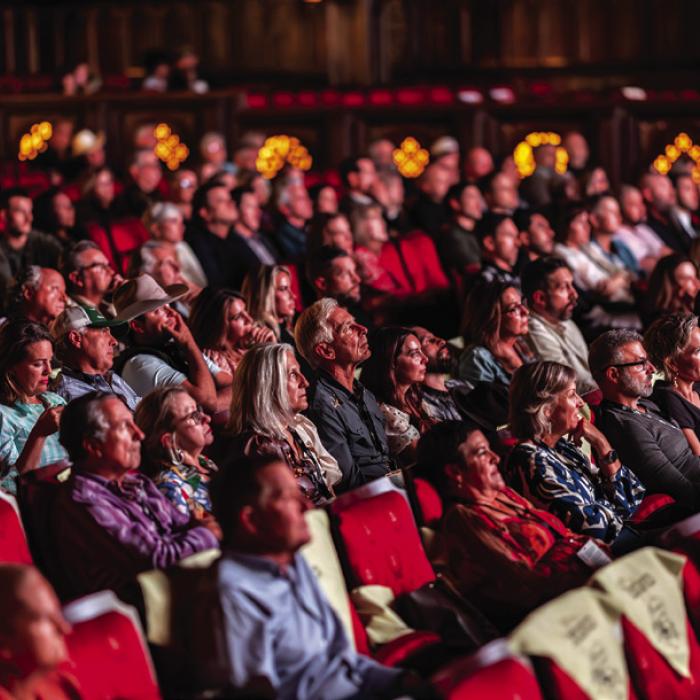 Attendees watching a movie at last year’s Round Top Film Festival.