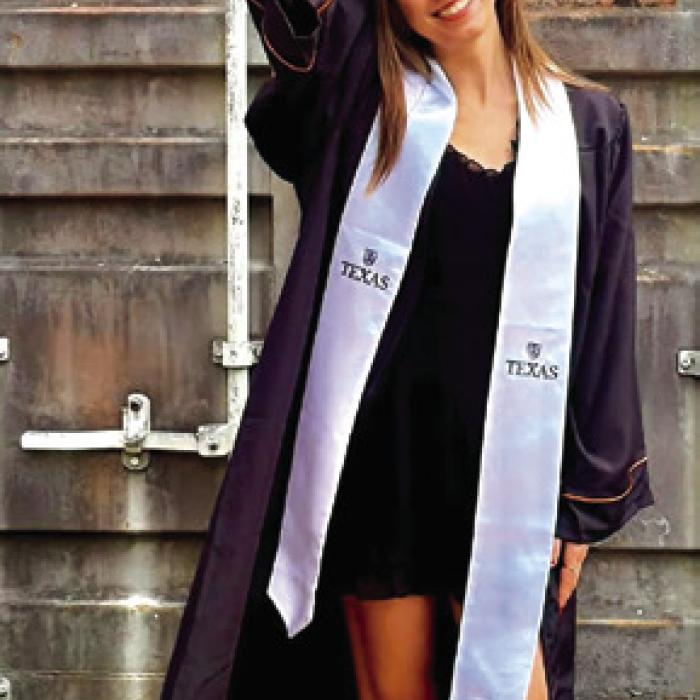 Ella Wick graduated from the University of Texas May 9 with a Bachelor’s Degree in English. She is a 2022 La Grange High School graduate and the daughter of Jeff and Chrystal Wick, and the granddaughter of Leo and Barbara Wick of La Grange and Debbie Hall and Howard Bradley of San Marcos.