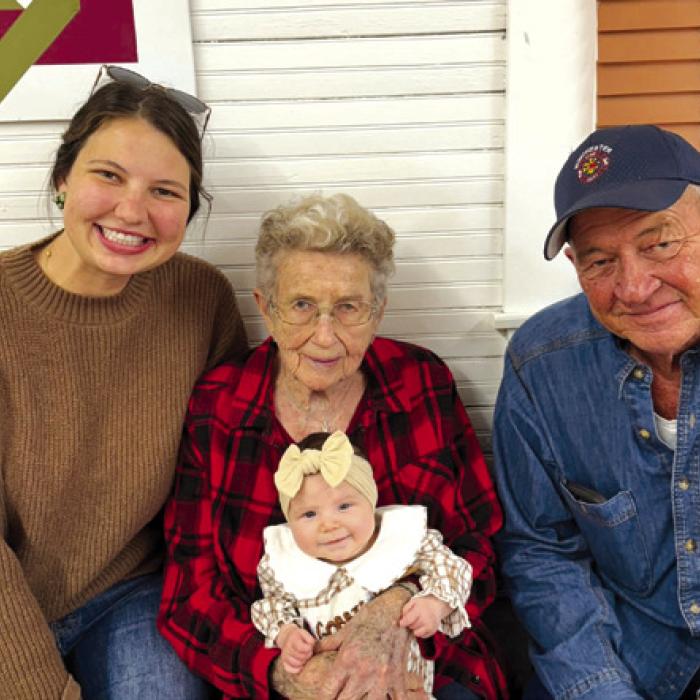 A 4th generation has been born into the Zoch family in Winchester. Angeline Zoch pictured holding the new baby, Jane, Along side is Missy Herbrich, Jane’s mother and grandfather, Barry Zoch.