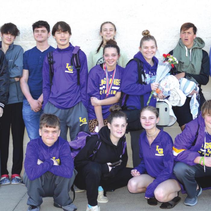 The La Grange High School swim team at the district meet.