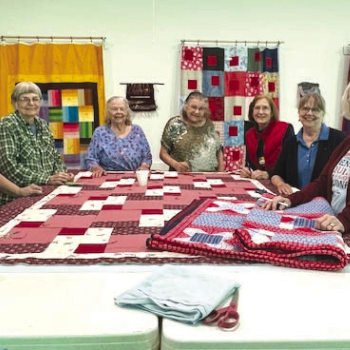 St. Paul Lutheran quilters hard at work.