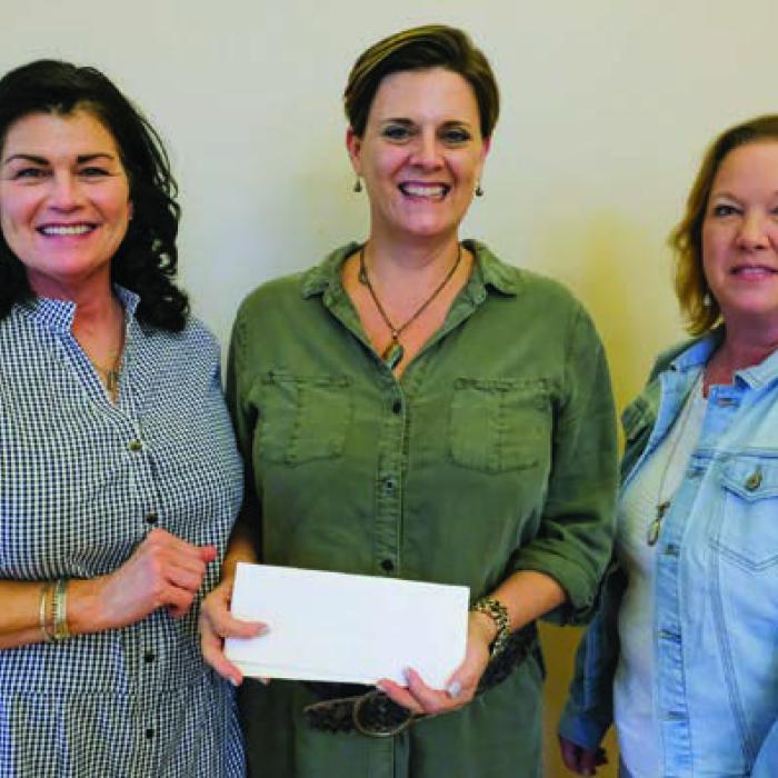 Gardenia E. Janssen Animal Shelter received a $2,000 grant from the Texas Women’s League. Pictured are Teresa Stanley-Brown (left) and Lisa Slinkard (right) with the Animal Shelter and Ashley Bishop (center) of TWL.