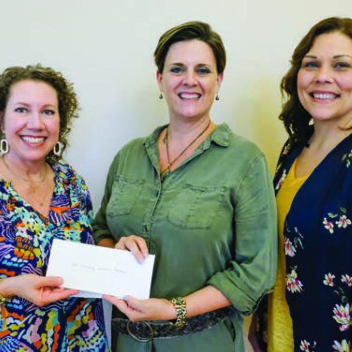 Mt. Calvary Lutheran Preschool received a $2,000 grant from the Texas Women’s League. Pictured are Lori Hollek (left) and Becky Weikel (right) of Mt. Calvary Preschool and Ashley Bishop of TWL (center).