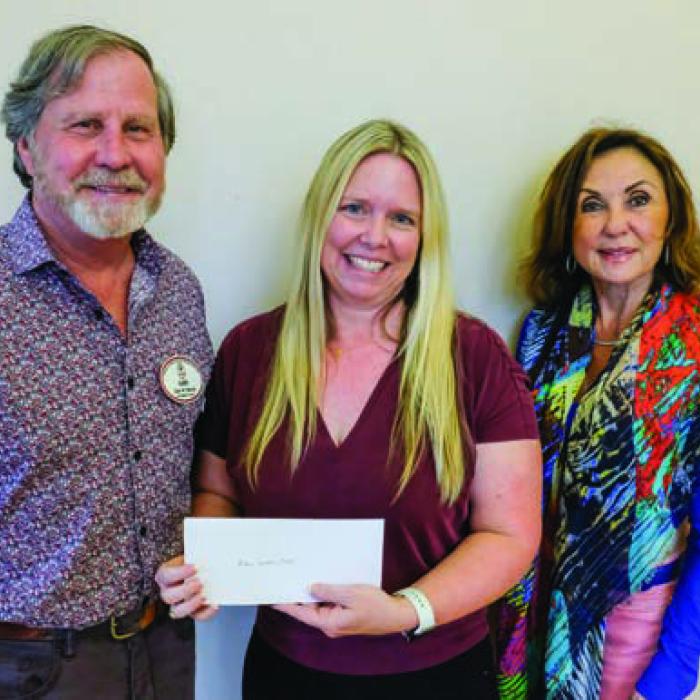Polka Lovers Club of Texas Museum received a $2,000 grant from the Texas Women’s League. Pictured are Gary Bucek (left) and Carol Bucek (right) of the Museum and Mindy Davis of TWL (center).