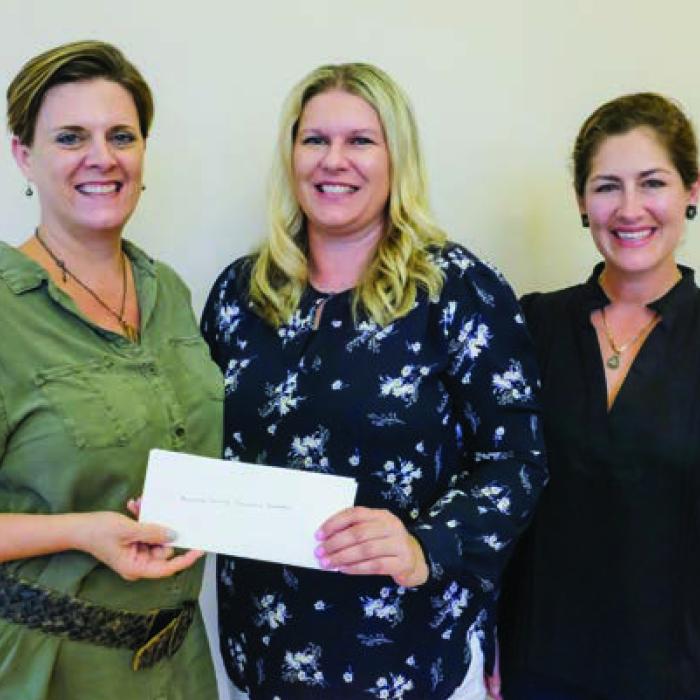 Round Top-Carmine Education Foundation received a $2,000 grant from the Texas Women’s League. Pictured are Ashley Bishop (left) and Sofia Massey (right) of the Foundation and Lyndsey Vacek of TWL (center).
