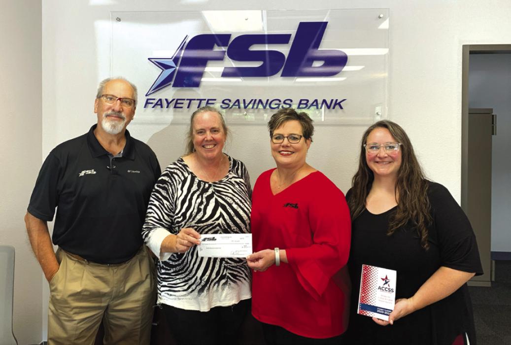 Pictured from left: Mike Olle/FSB V.P. Business Development, Susie Shank/ACCSS Director, Cheryl Brossmann/FSB Schulenburg Lobby Manager, Sarah Nickel/ACCSS Student Success Coach