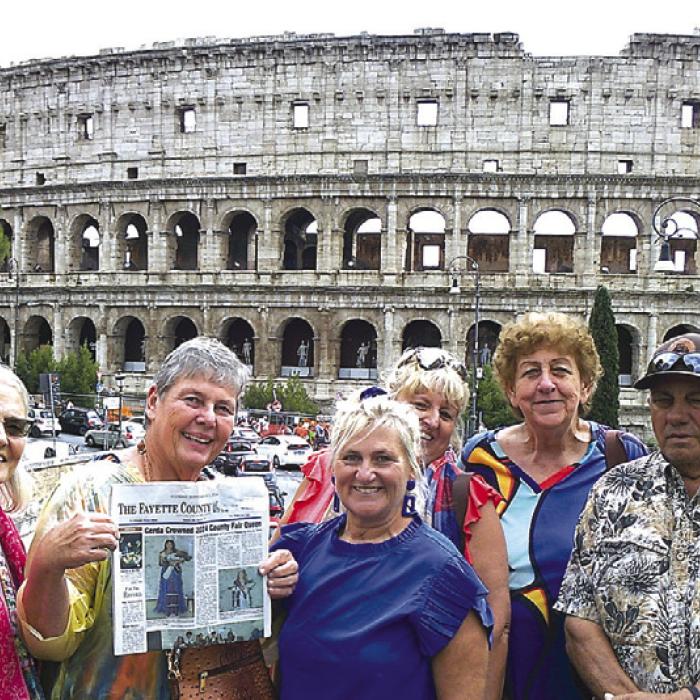 The Fayette County Record traveled with a group from Schulenburg to Rome recently. Pictured are Pat Pavlik, Shirley Machicek, Bobbie Rainosek, Jackie Vornsand, Jean Schimcek and Donnie Machicek. While in Rome, the group visited the Colosseum, Pantheon, Vatican and Sistine Chapel, St. Peter’s Basilica, Trevi Fountain and Spanish Steps. They heard Pope Francis on Sunday, Sept. 15, give the Angelus Prayer to the public.