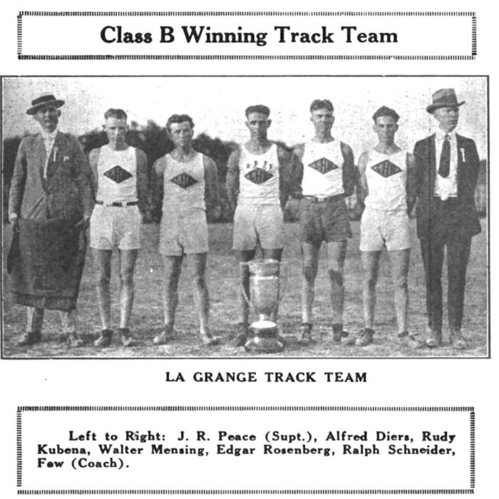 The 1923 La Grange boys track team captured the school’s only team track championship 98 years ago. The year prior, 1922, the school’s mile relay won state in that event. That team remains the only Leopard boys relay team to ever win a state title.