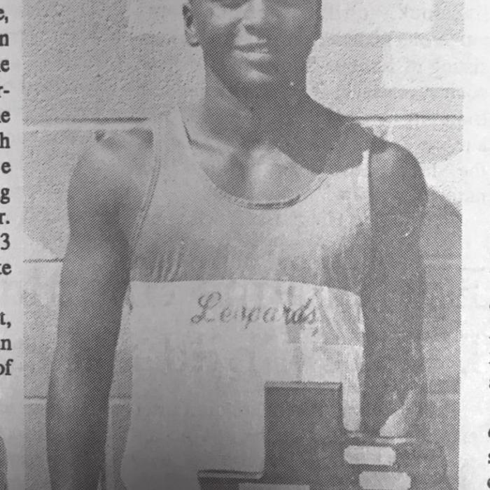 La Grange has a history of great sprinters, shown above is Curtis Truesdale, who won the state 100 meter dash in 1992 and 1993 (his 1993 state record of 10.3 stood for 10 years) and below is Lawrance Dobbins, who won the state 100 meter title in 1998. But never before this season has La Grange had four sprinters to put together for such an elite relay team. Record fi le photos
