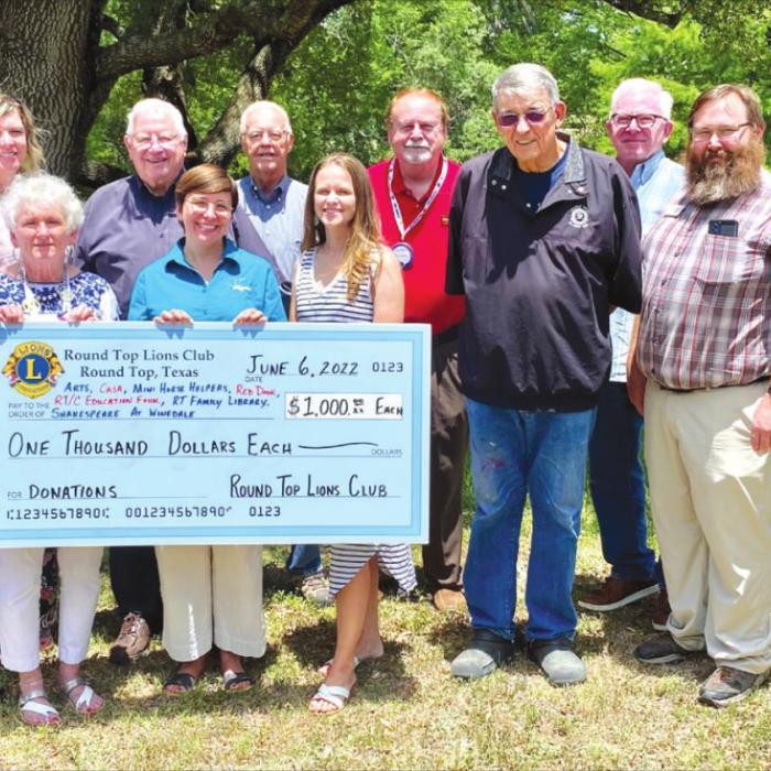 	Round Top Lions Donate to Non-Profits