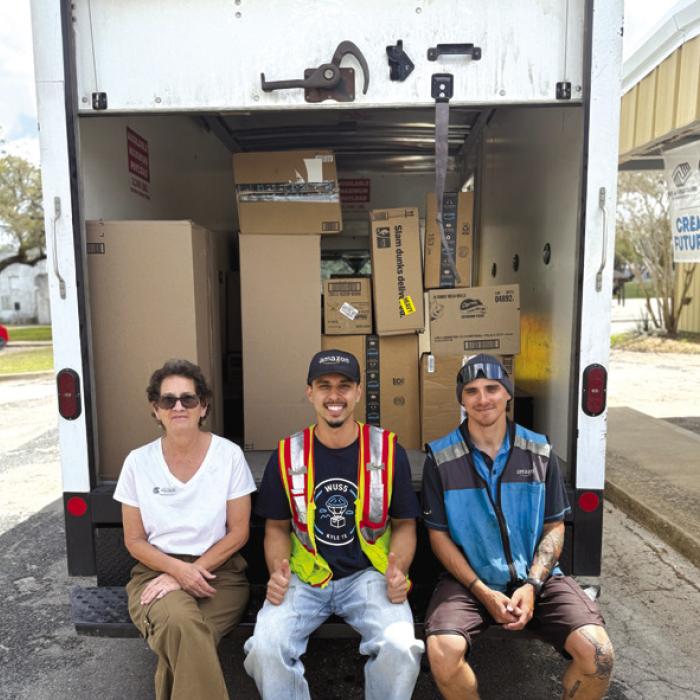 Program Director Stephanie Shroyer is pictured here with Mo and Zack from Amazon out of Kyle. Senior Connections is blessed to have been chosen by Amazon as their Non-Profit of the Month. Senior Connections received a huge amount of items for bingo prizes and kitchen supplies.