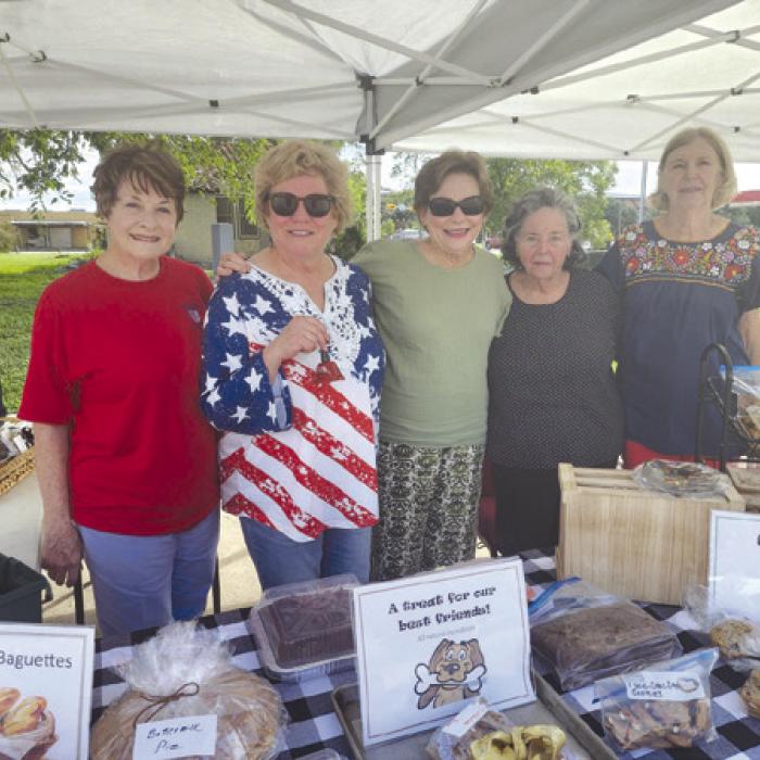 St. James’ Episcopal Church Women donated $500 to the Gardenia E. Janssen Animal Shelter from the bake sale on Saturday, Sept. 12. Pictured from left are: Fran Mason, Jane Malik, Ann Campbell, Virginia James, and Lil Landry. Not pictured is Carolyn Cheatham and Mary Kirby.