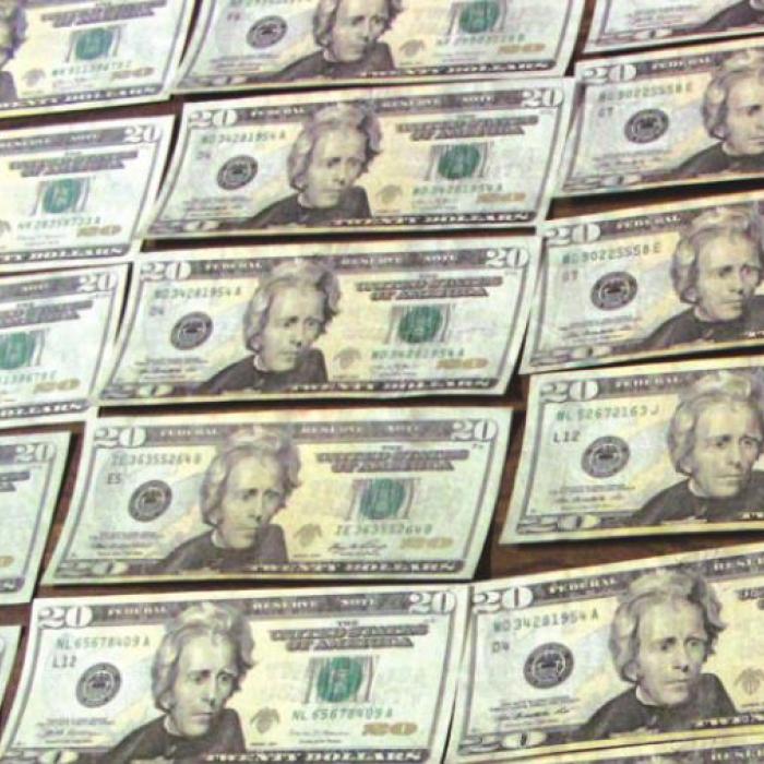 A close-up of the counterfeit bills.