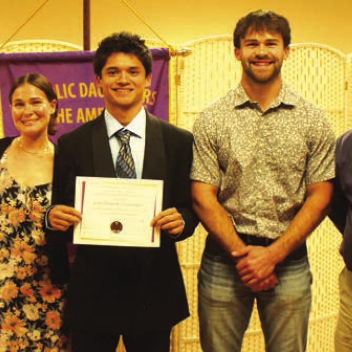 Michelle Recek Memorial Scholarship was awarded to Joel Orlando Solorzano, son of Leticia and Joel Solorzano, and was presented by Jessica Recek, Natalie Recek, Jeffrey Recek, and Marcus Recek.