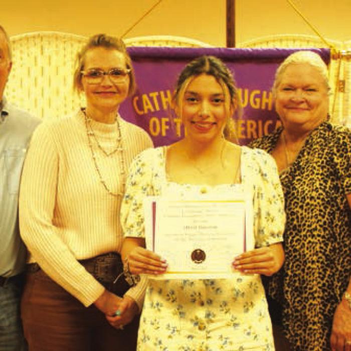 Loretta Brugger Memorial Scholarship was awarded to Abril Garcia, daughter of Maria and Abraham Garcia, and was presented by Wayne and Lisa Brugger, and Pam and Wade Read.