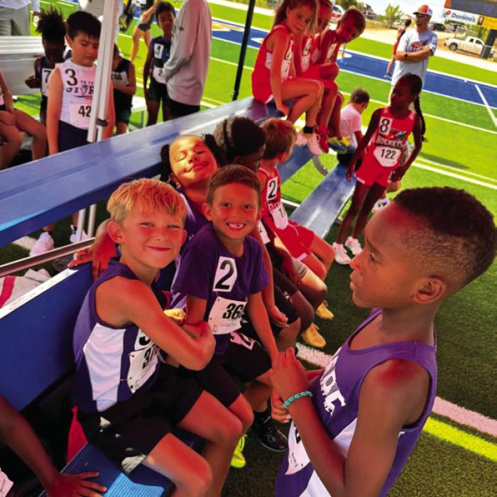 Some La Grange Optimist Club Summer track kids getting ready for their events at regionals earlier this month in Lago Vista.