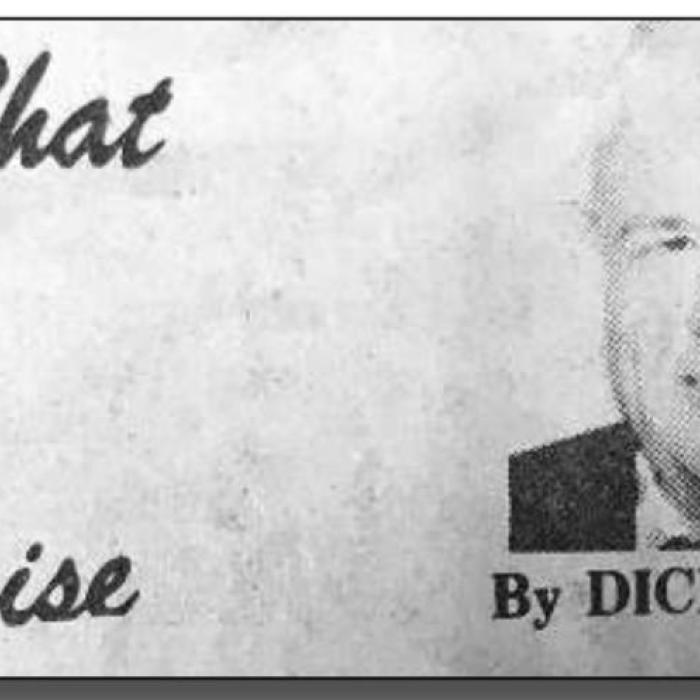The column header of Dick Barton’s column which ran in the Record in the late 1970s and 80s.