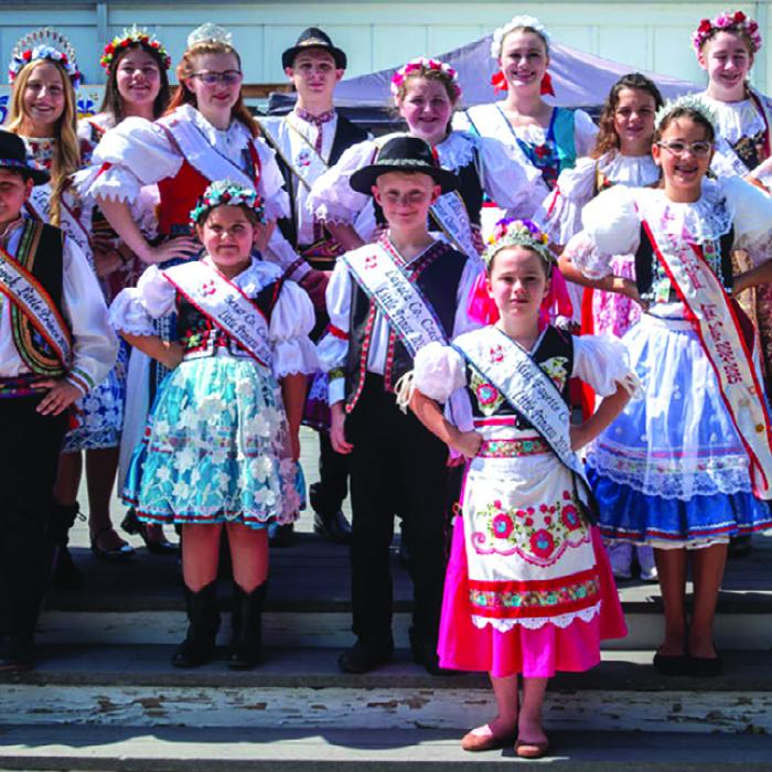 The TCHCC recognized the royal courts from several Czech Heritage Society chapters across Texas, including the Fayette County Czech-Slovak Queen, Madelyn Karstedt (back row, third from right) and Fayette County Czech Slovak Princess Lillie Karstedt (front). Photo by Andy Behlen