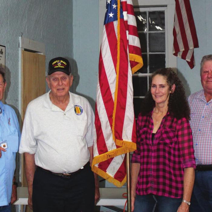 Vietnam Veterans of America Chapter 870 presented 20-year pins to the chapter’s charter members. Pictured (from left) are Eugene Krupala, Larry Osina, Diane Roeder in memory of her late husband Allen Roeder and Daniel Kutac.