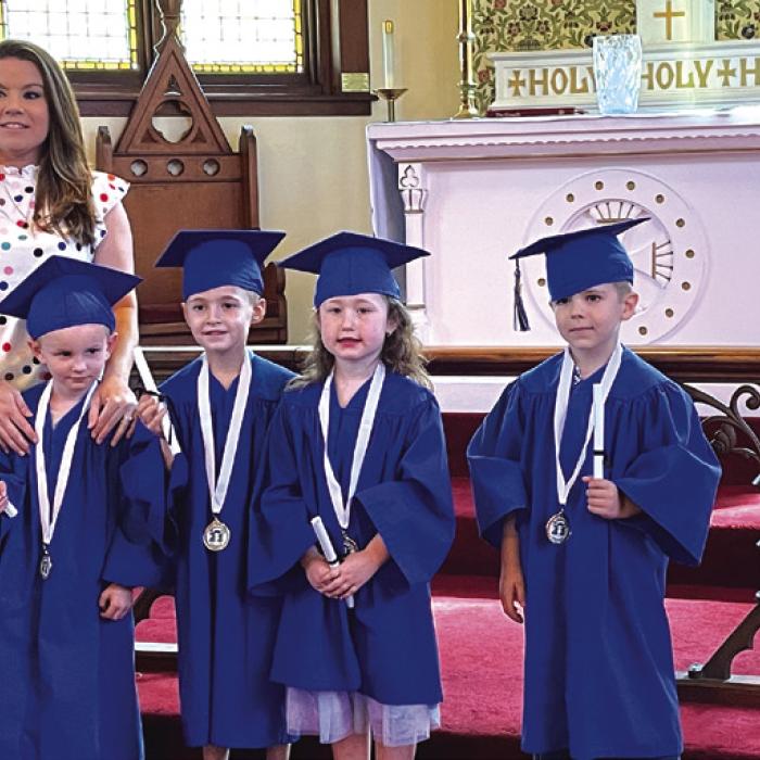 Congratulations to the Class of 2024 St. James Episcopal Preschool Graduates. Their teacher, Mrs. Ashley Abbey, along with all of the preschool staff, would like to wish these children a very happy and successful Kindergarten year in the fall.