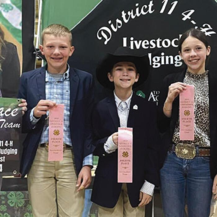 4th Place Intermediate Team: District 11 4-H Officer, Holden Hudson, Crockett Guenther, Alexis Berckenhoff, and Sawyer Mau.