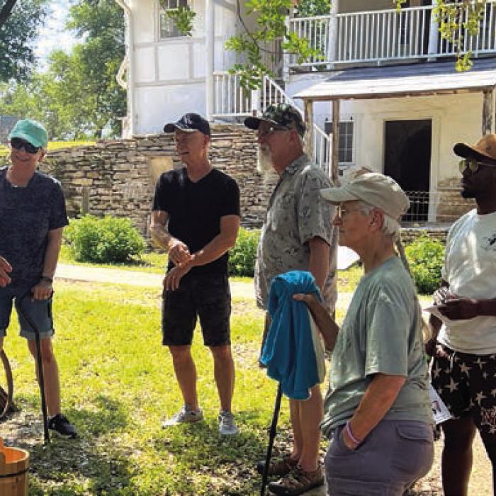 Living history interpreters bring festival-goers back to the time of the Bluff Schuetzenverein with craft and cooking demonstrations at the Kreische house.