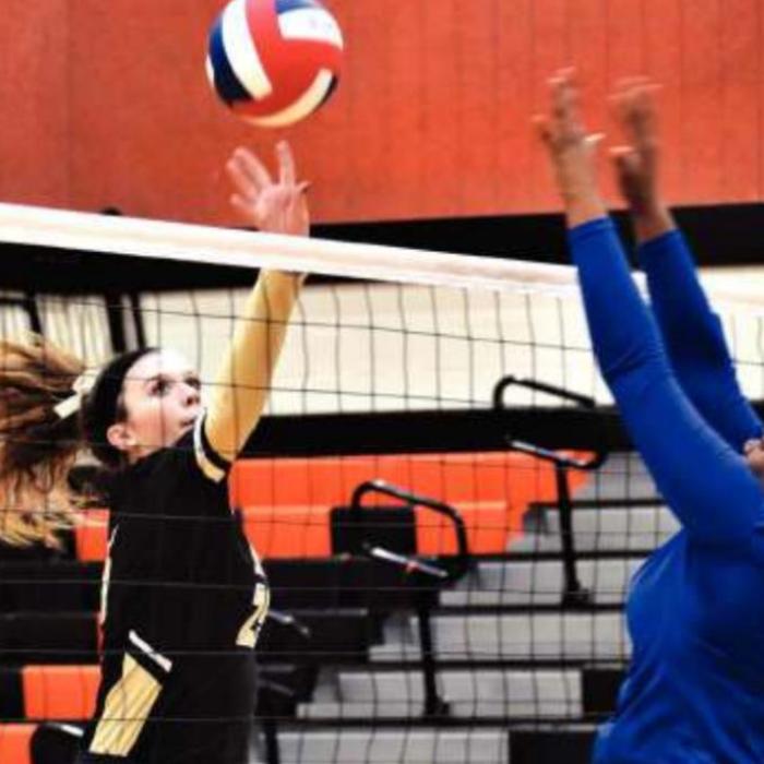 Round Top-Carmine’s Brooke Schobel hits a ball in Tuesday’s victory over Waelder. Photo by Paul Kipp