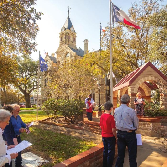 The Smith-McMillan Chapter of the Daughters of the American Revolution held a Veterans Day service at the Fayette County Veterans Monument on the Courthouse lawn Wednesday, Nov. 11.