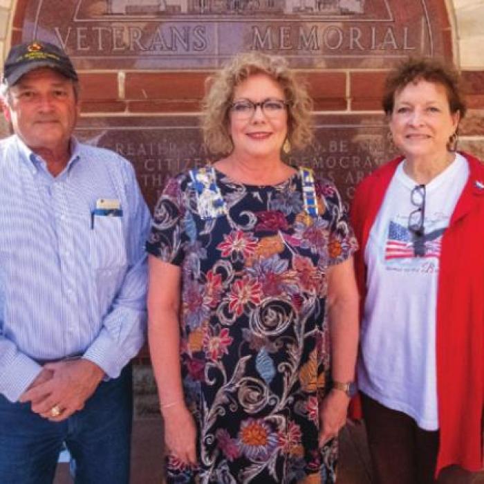 Fayette County Judge Joe Weber (left) was on hand for the service, which was led by chapter secretary Sherry Hebert (center) and commemorative events chair Lois Wink.