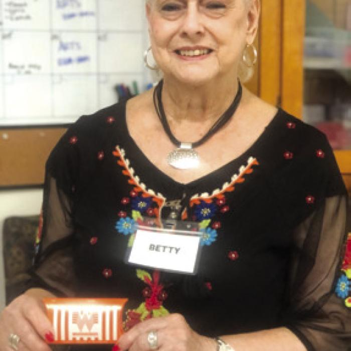 Betty Stolarski won the blackout prize, a gift card from Whataburger, recently. Bill Wagner was the VIP bingo caller that day. He got away with out a picture.