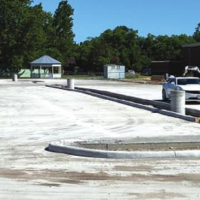 A massive new concrete parking lot has been poured on the Vail St. side of the LGISD elementary campus.