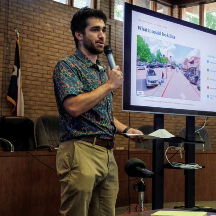La Grange Main Street Manager Caleb Parks led the presentation Tuesday.