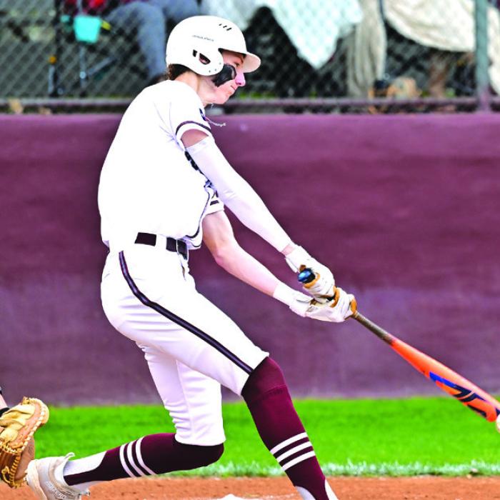 Camden Bosl gets a hit for the Flatonia Bulldogs Tuesday night’s win over Louise. Photos by Stephanie Steinhauser