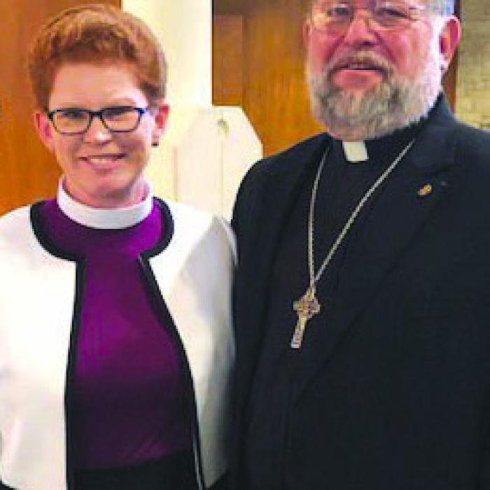 Bishop Sue Briner and Pastor Herb Beyer.