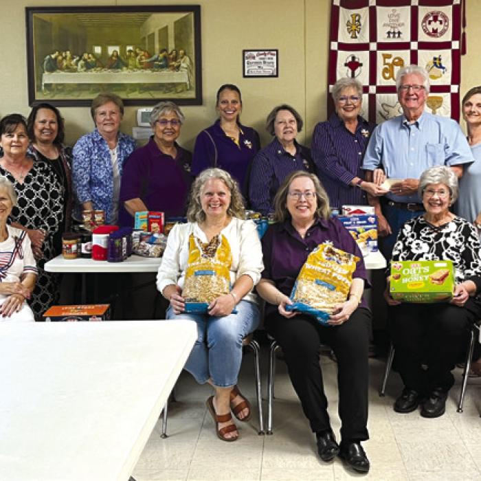 In addition to the food items brought by members of Court Annunciation No. 1962, a monetary donation was presented to Mark Hebert with AMEN Food Pantry by Regent Sherry Hebert.