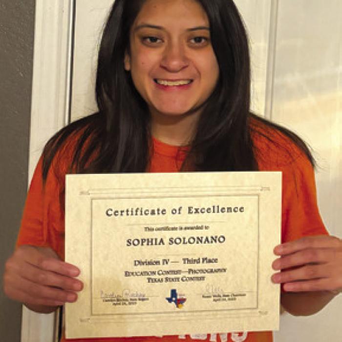 CDA State Education Contest Winner sponsored by Court No. 1962, Sophia Solorzano.