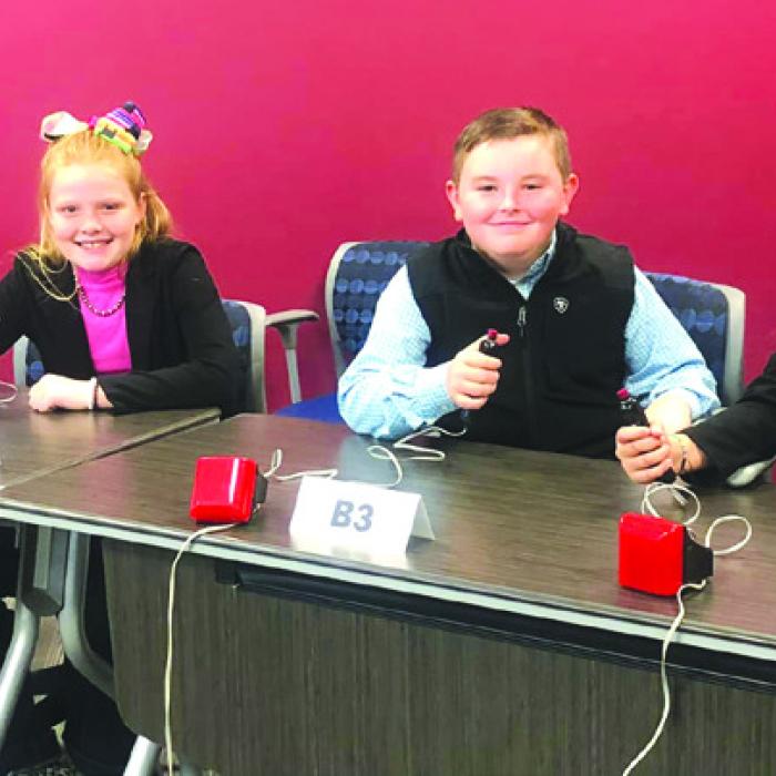 Junior Quiz Bowl: Crockett Guenther, Kaisley Janecka, Abraham McBride, and Adalyn Carrales.