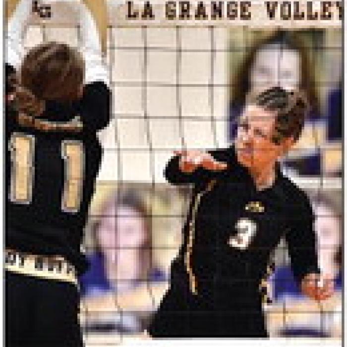 La Grange’s Hailey Hill spikes a ball against a Giddings player last week. The Lady Leps return to district play Friday. Photo by Stephanie Steinhauser