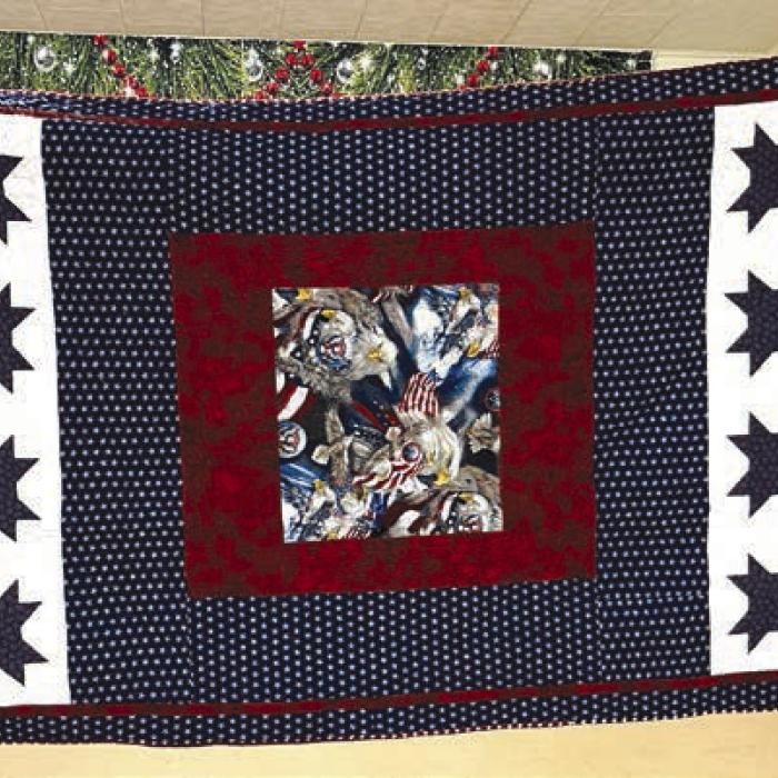 Quilt of Valor recipient Joe Kruppa with VFW Commander Richard Gray.